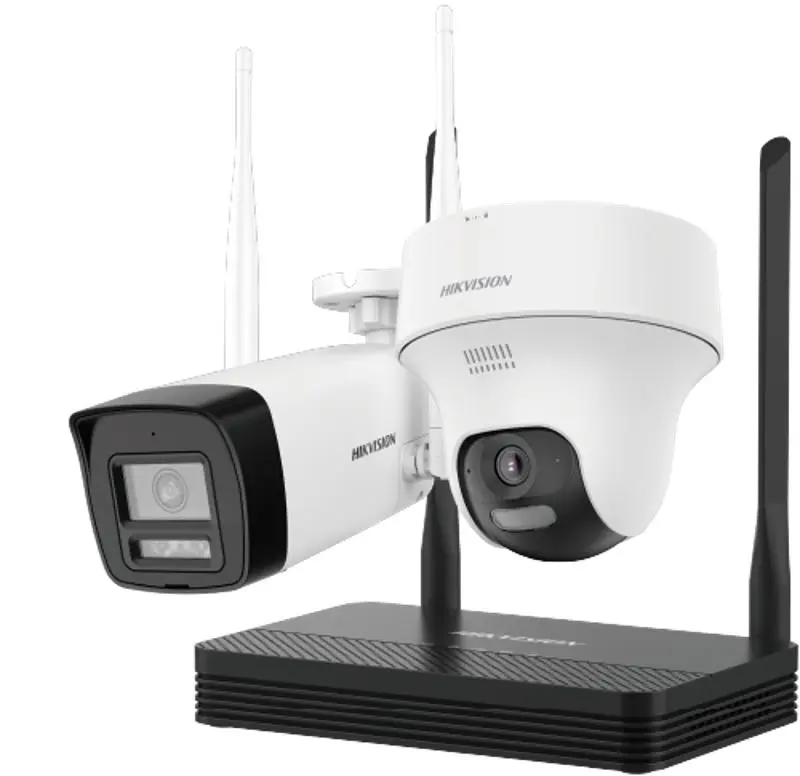 Kit de Camaras wifi Hikvision EasyLink 2MP 1 Bullet exterior + 1 minidomo PT de interior + NVS 4ch (NKS422W02H)