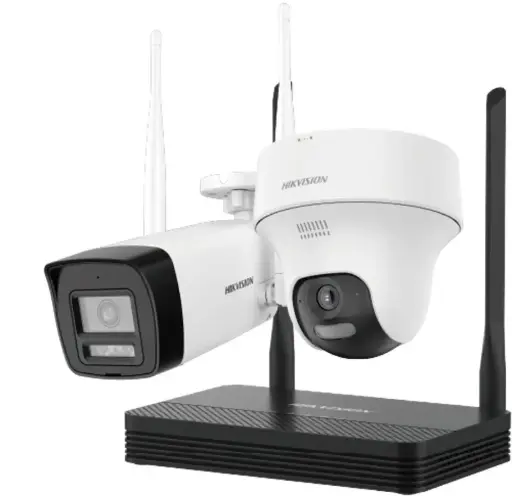 Kit de Camaras wifi Hikvision EasyLink 2MP 1 Bullet exterior + 1 minidomo PT de interior + NVS 4ch (NKS422W02H)